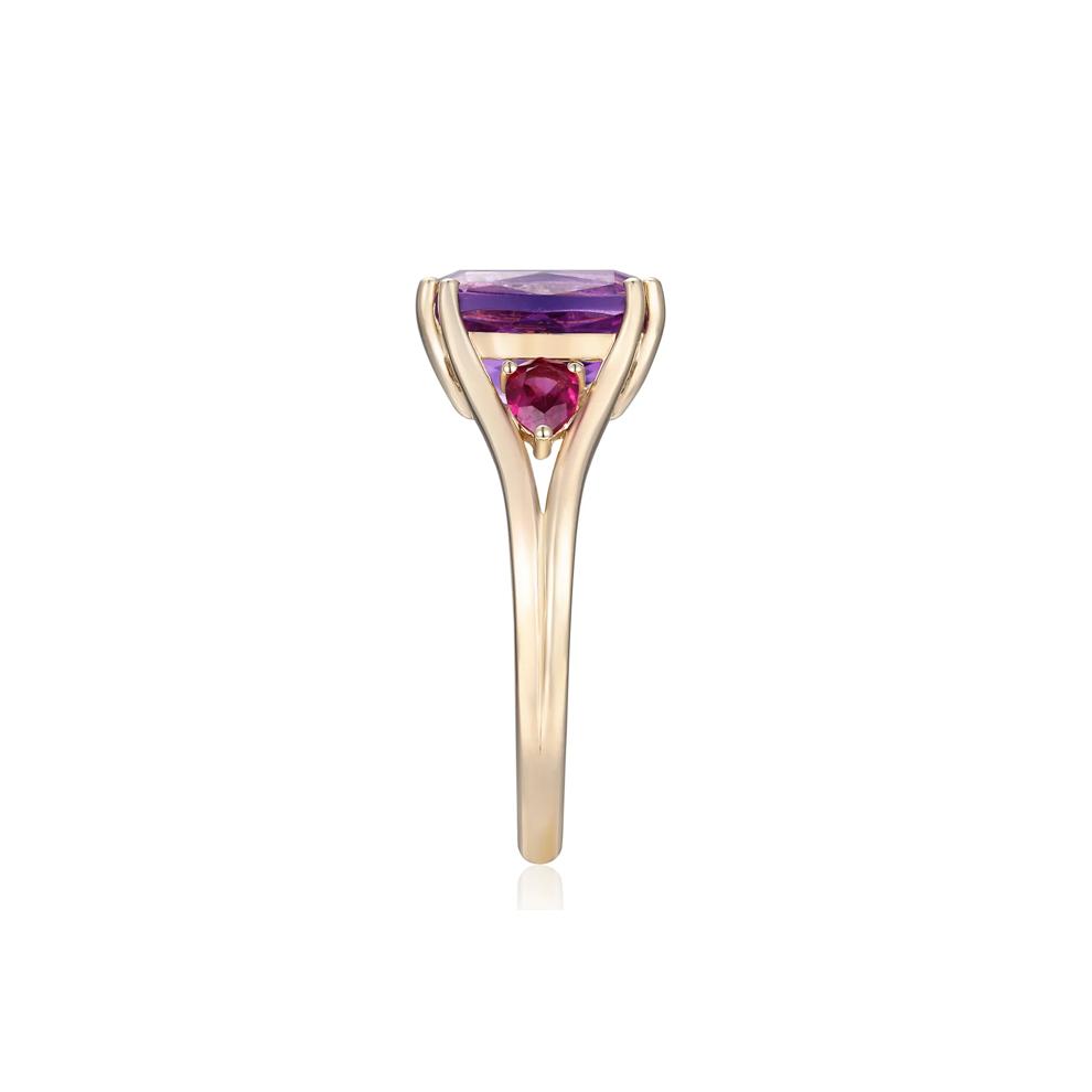 Cushion-Cut Amethyst and Rhodolite Ring in 10K Yellow Gold – Image 3 of 3