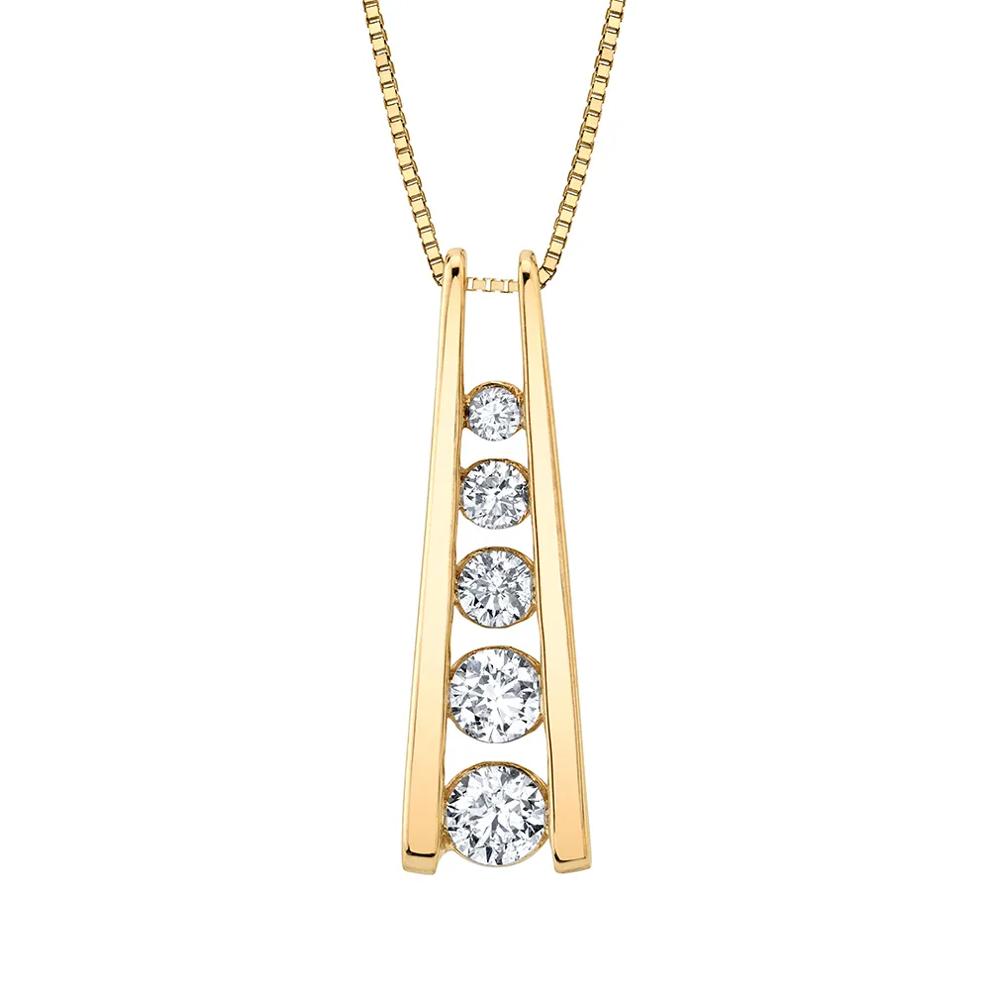 Diamond Journey Pendant with Ladder Design in 14K Yellow Gold (1/2 ct. tw.) – Image 1 of 3
