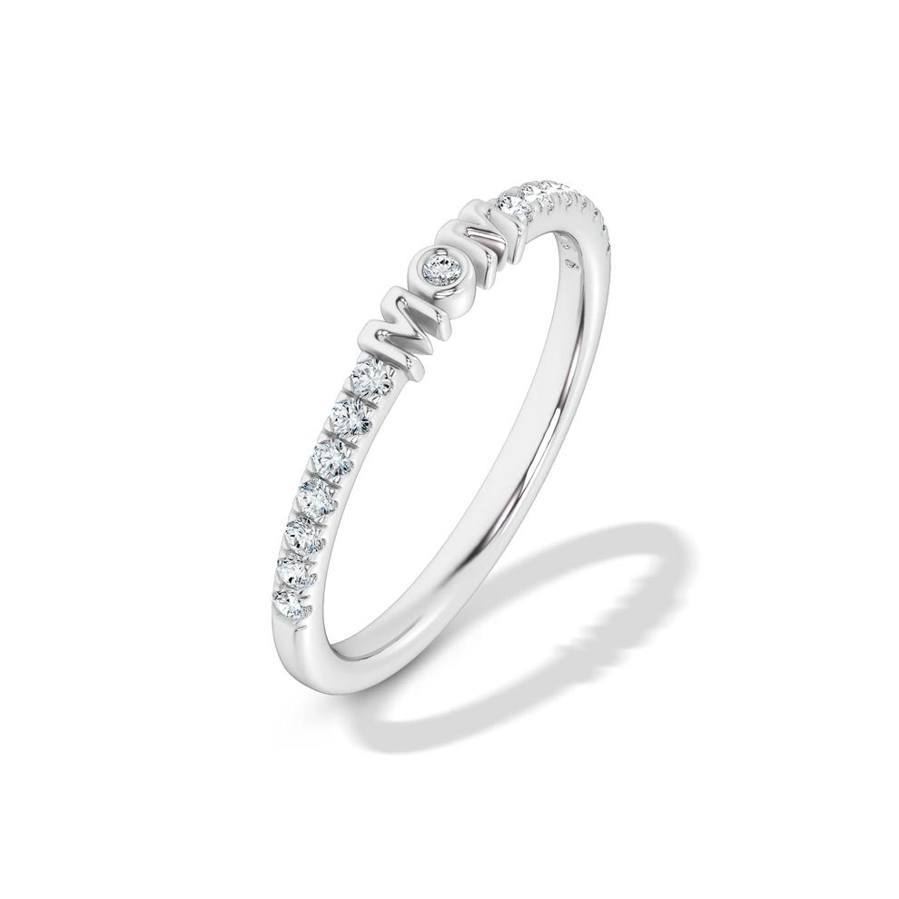 Diamond "Mom" Stack Band in 10K White Gold (1/7 ct. tw.) – Image 4 of 4