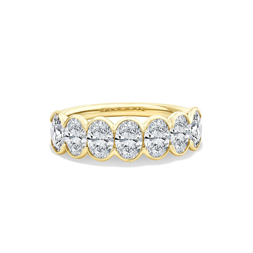Lab Grown Diamond Oval Seven-Stone Half-Bezel Band in 14K Yellow Gold (2 ct. tw.) – Image 1 of 4