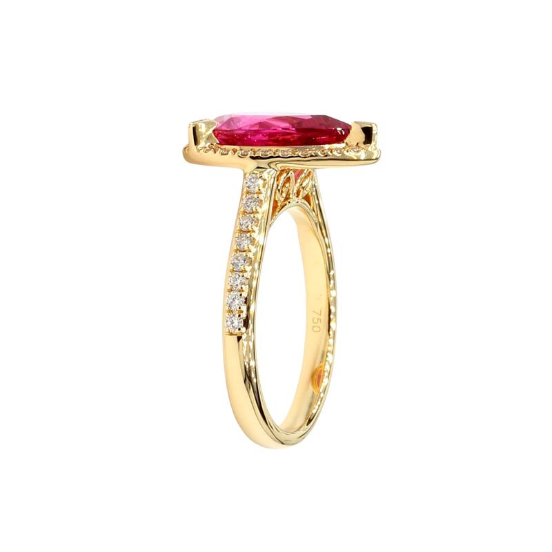 Pink Spinel and Diamond Halo Ring in 18K Yellow Gold (1/3 ct. tw.) – Image 3 of 3