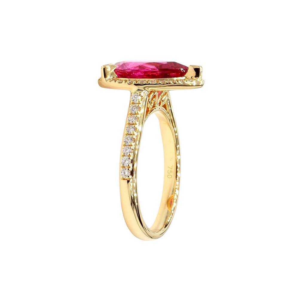 Pink Spinel and Diamond Halo Ring in 18K Yellow Gold (1/3 ct. tw.) – Image 3 of 3