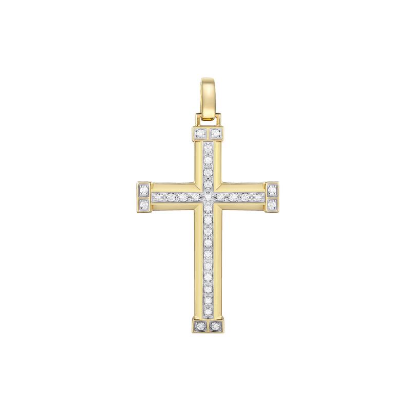 Men&#39;s 1/2 ct. tw. Diamond Cross Charm in 10K Yellow Gold – Image 1 of 4
