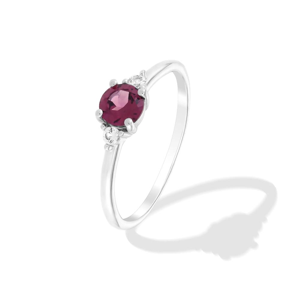 Rhodolite &amp; Lab-Created White Sapphire Ring in Sterling Silver – Image 4 of 4