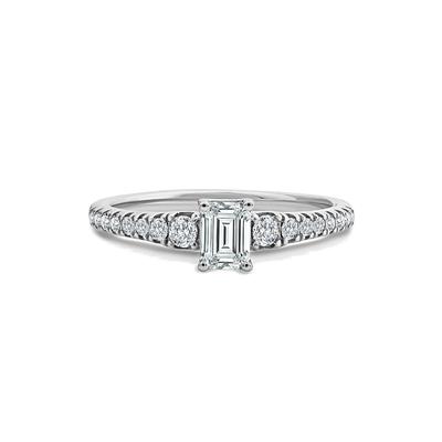 Diamond Emerald-Cut Center Engagement Ring in 14K White Gold (3/4 ct. tw.)