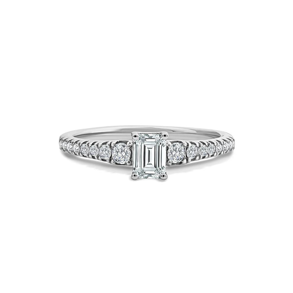 Diamond Emerald-Cut Center Engagement Ring in 14K White Gold (3/4 ct. tw.) – Image 1 of 4
