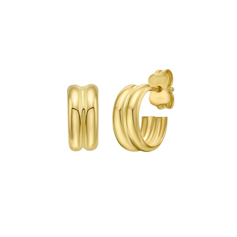 Double Row Huggie Hoop Earrings in 14K Yellow Gold – Image 1 of 2