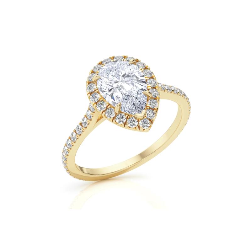 Pear-Shaped Diamond Halo Engagement Ring in 18K Yellow Gold (1-1/2 ct. tw.) – Image 5 of 5