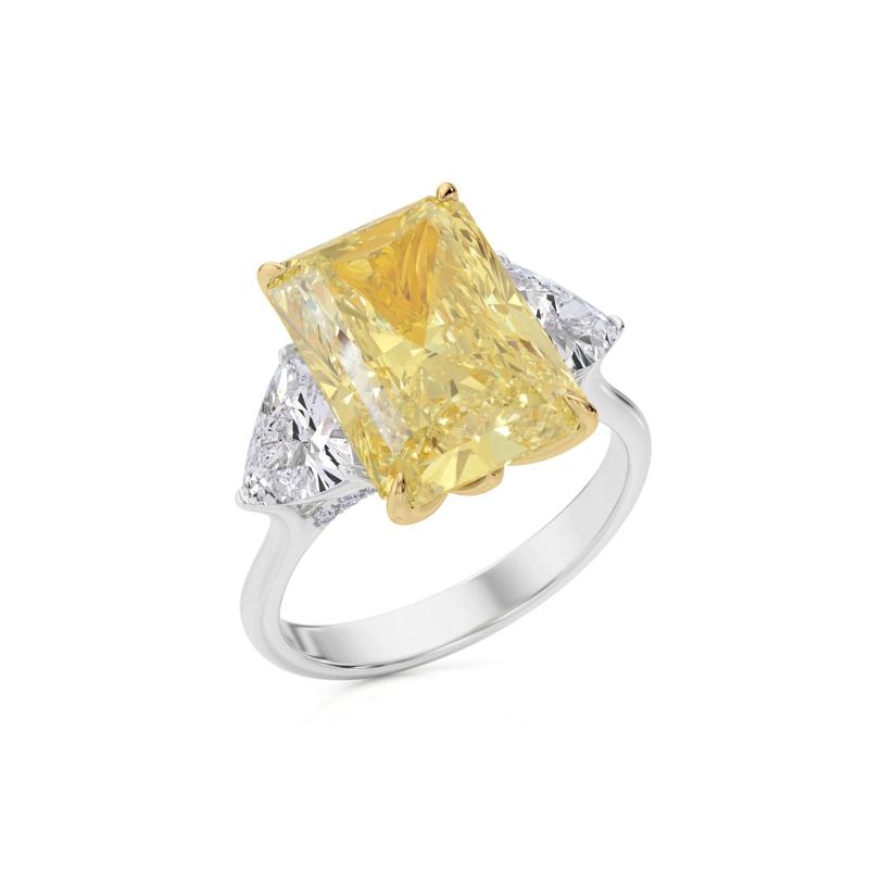 Lab Grown Diamond Fancy Yellow and White Engagement Ring in 18K Yellow and White Gold &#40;8 1/10 ct. tw.&#41; – Image 5 of 5
