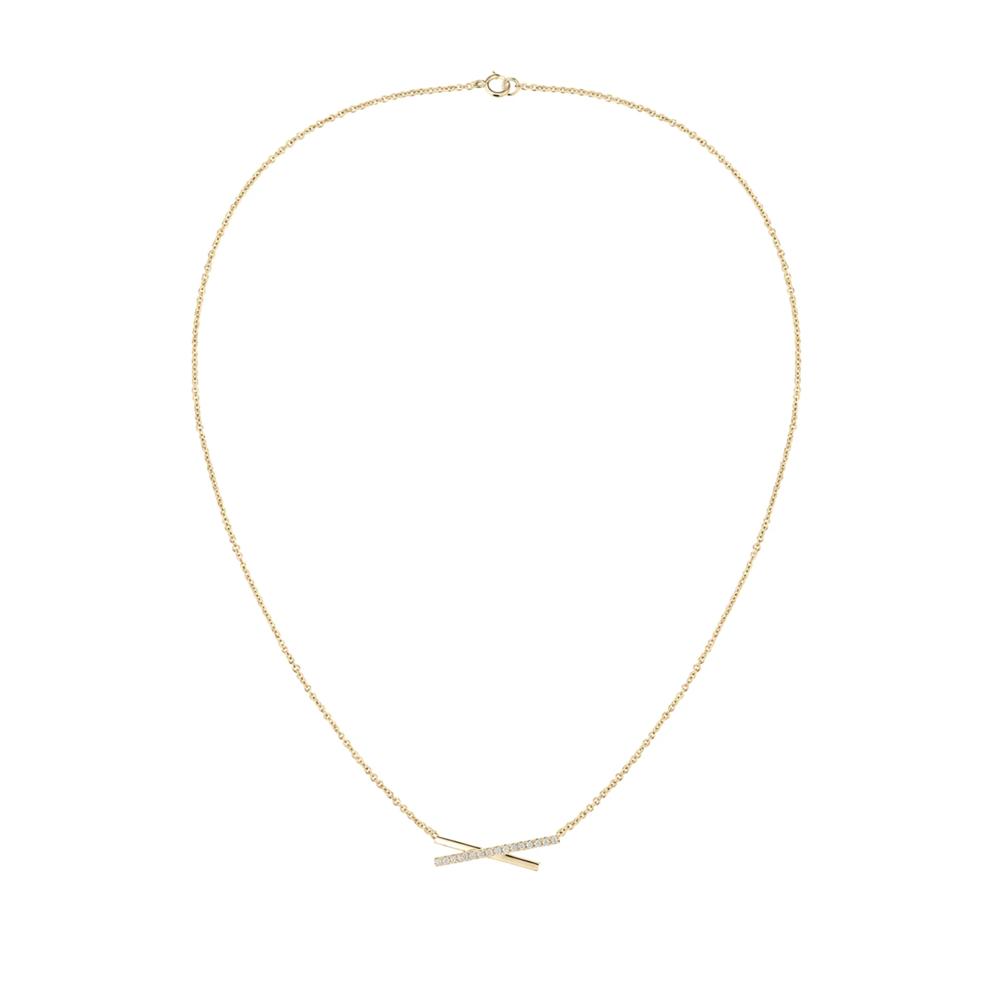 Diamond X Pendant Necklace in 10K Yellow Gold (1/10 ct. tw.) – Image 4 of 4