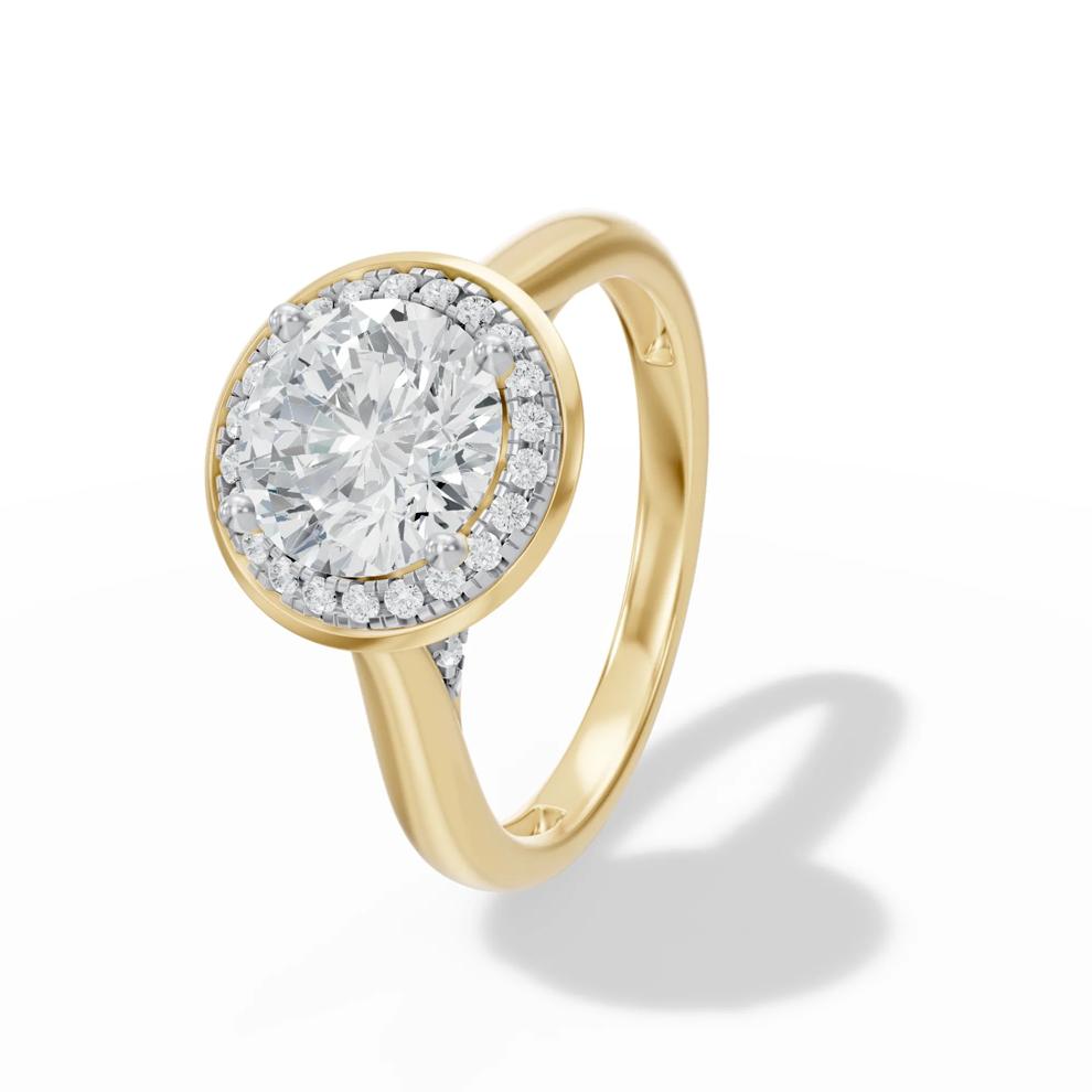 Lab Grown Diamond Round Center Halo Engagement Ring in 14K Yellow Gold (1 3/4 ct. tw.) – Image 4 of 4