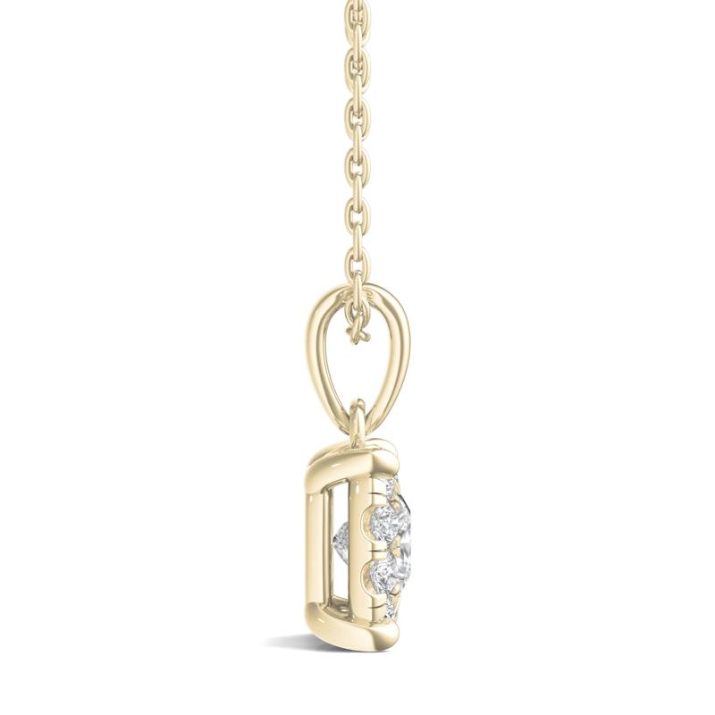 Lab Grown Diamond Princess-Cut Halo Pendant in 14K Yellow Gold (1/2 ct. tw.) – Image 2 of 3