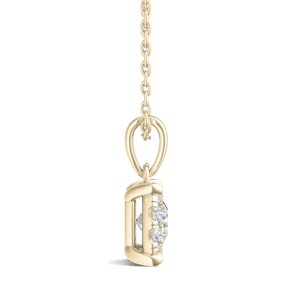 Lab Grown Diamond Princess-Cut Halo Pendant in 14K Yellow Gold (1/2 ct. tw.) – Image 2 of 3