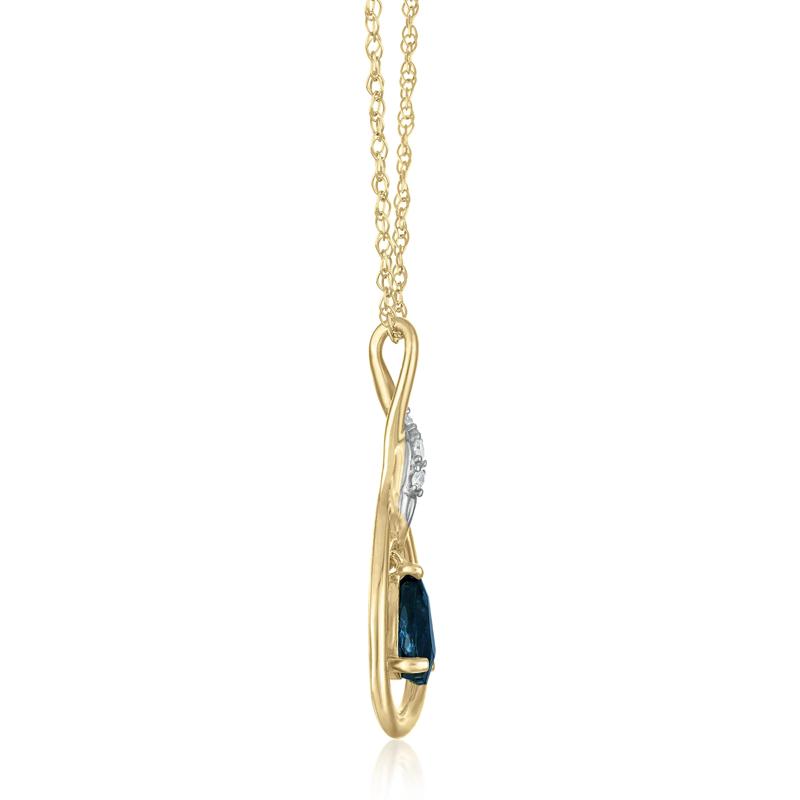 Blue Sapphire and Diamond Accent  Pendant in 10K Yellow Gold – Image 2 of 3
