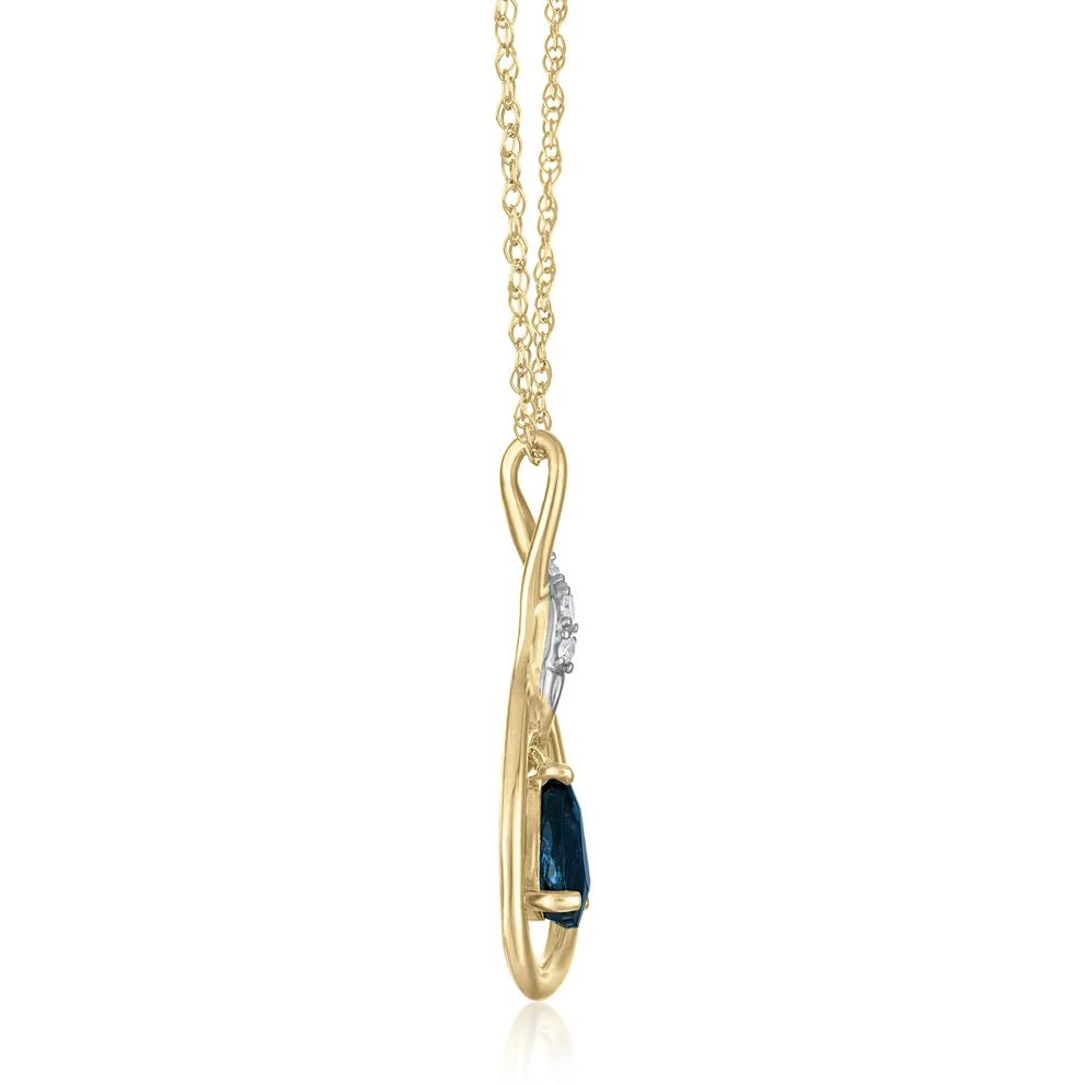 Blue Sapphire and Diamond Accent  Pendant in 10K Yellow Gold – Image 2 of 3