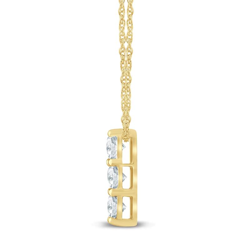 Lab Grown Diamond Three-Stone Pendant in 10K Yellow Gold &#40;5/8 ct. tw.&#41; – Image 2 of 3