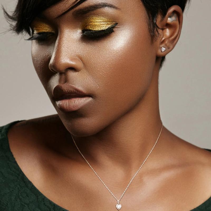 Heart-Shaped Lab-Created Moissanite Solitaire Pendant &amp; Earrings Set in Sterling Silver &#40;2 1/4 ct. dew&#41; – Image 2 of 3