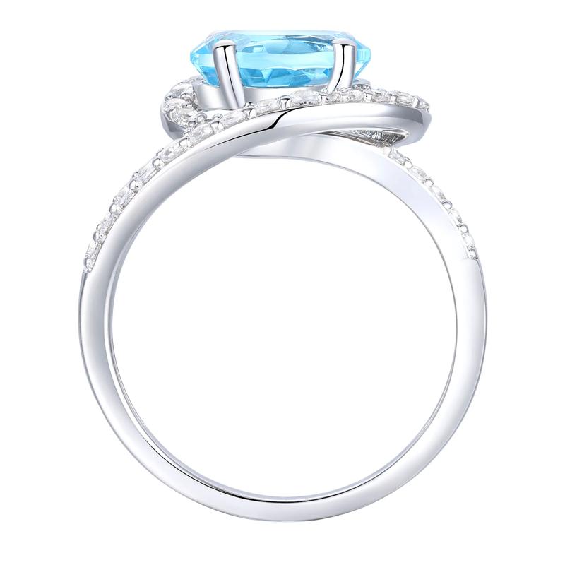 Oval Swiss Blue Topaz and Lab-Created White Sapphire Ring, Earring and Pendant Box Set in Sterling Silver – Image 3 of 8