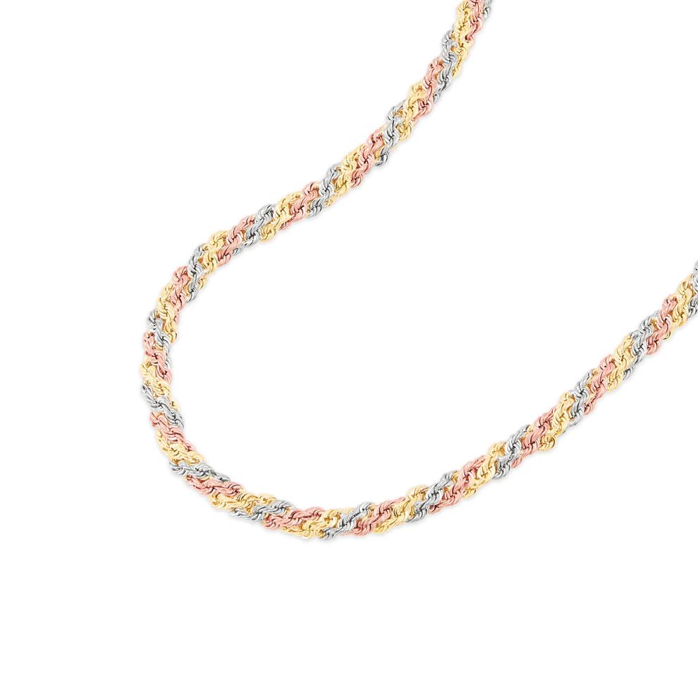 Hollow Rope Chain in Tri-Tone 10K Gold, 18" – Image 4 of 4