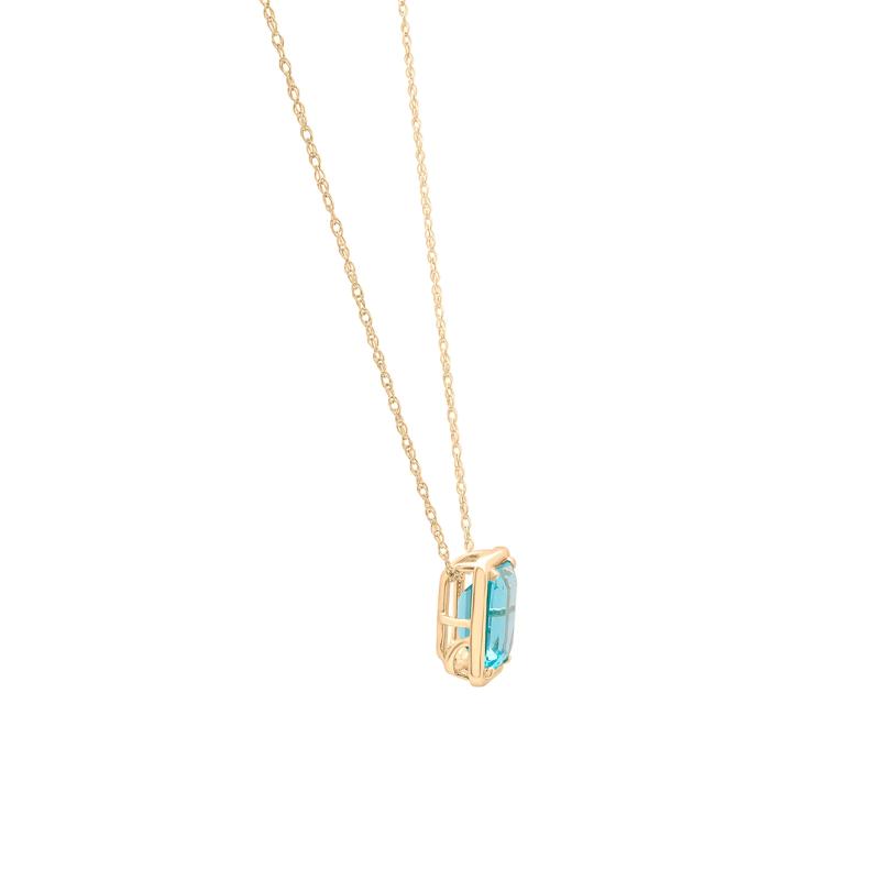 Blue Topaz Octagon Faux-Bezel Pendant in 10K Yellow Gold – Image 3 of 4