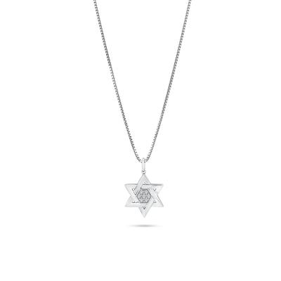 Men's Diamond Star of David Pendant Necklace in Sterling Silver (1/4 ct. tw.)