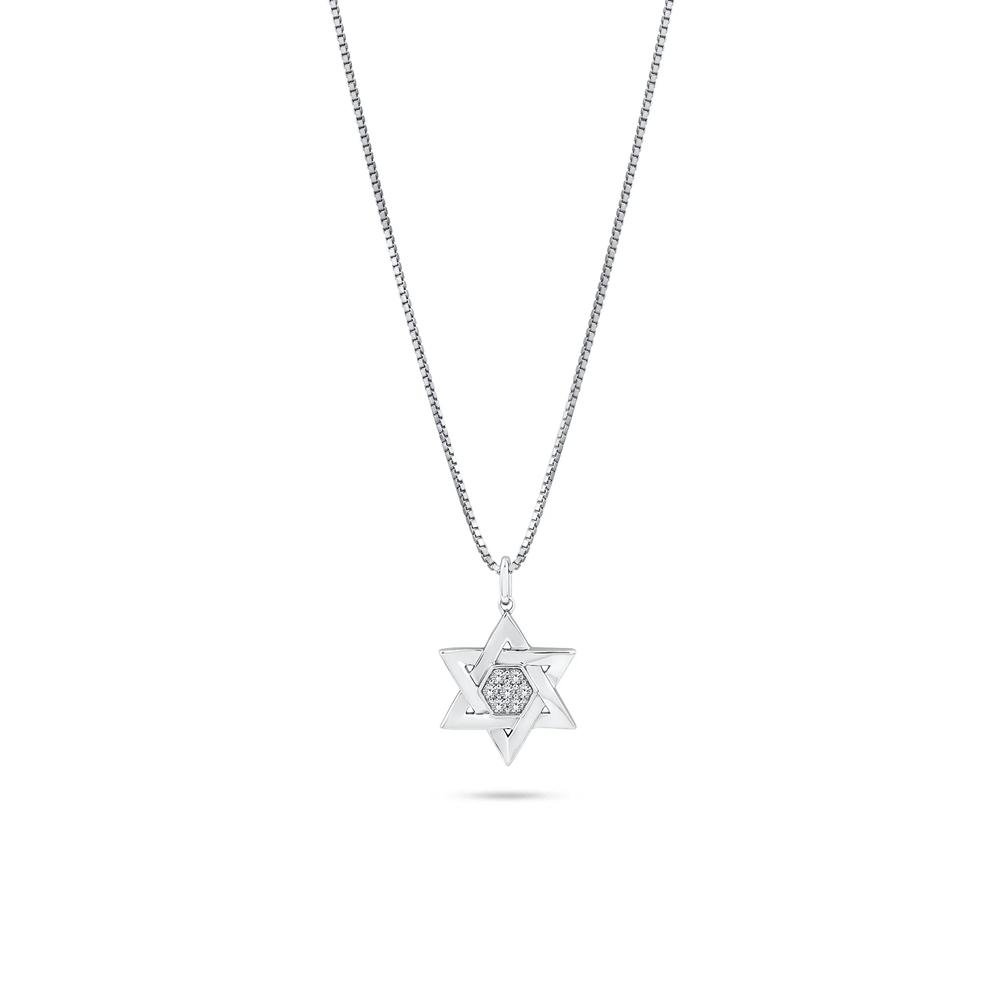 Men's Diamond Star of David Pendant Necklace in Sterling Silver (1/4 ct. tw.) – Image 1 of 4
