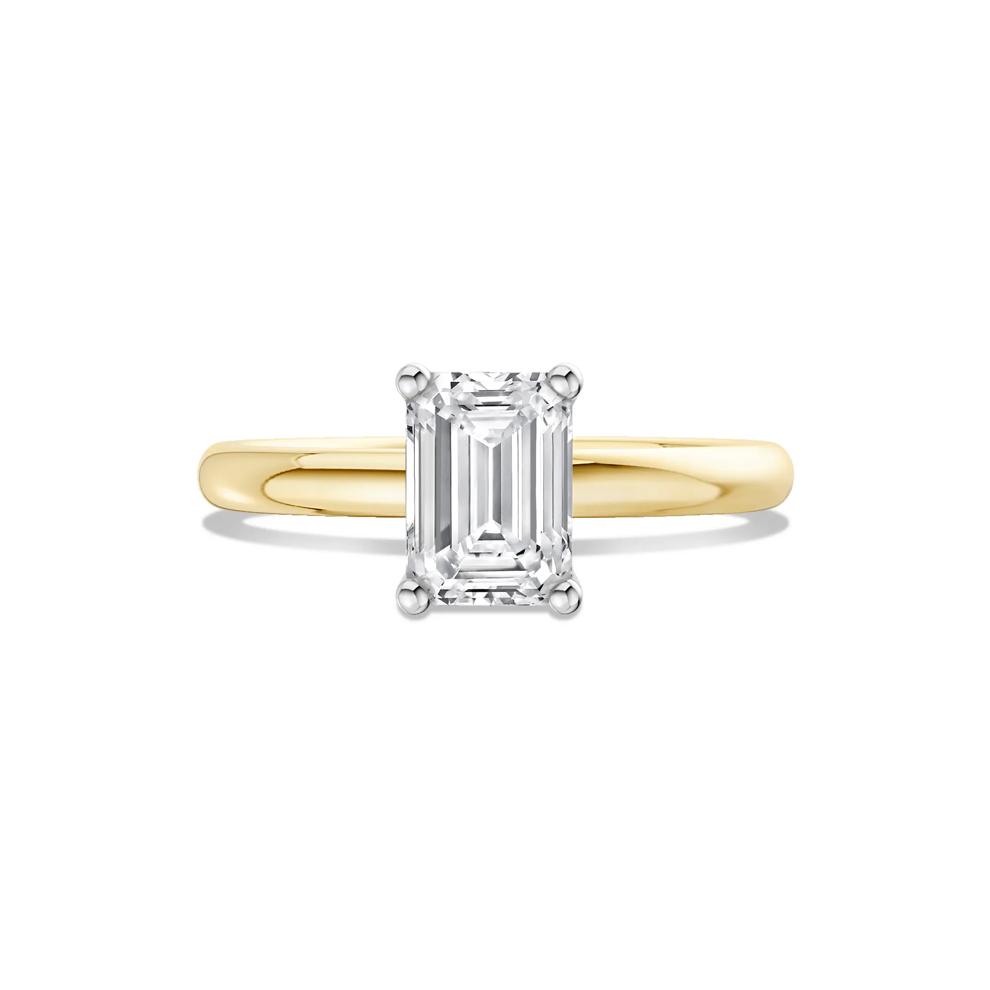 Diamond Emerald-Cut Solitaire Engagement Ring in 14K Yellow &amp; White Gold (1 ct.) – Image 1 of 4