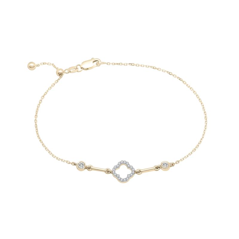 Diamond Clover Bracelet in 10K Yellow Gold (1/10 ct. tw.) – Image 1 of 1