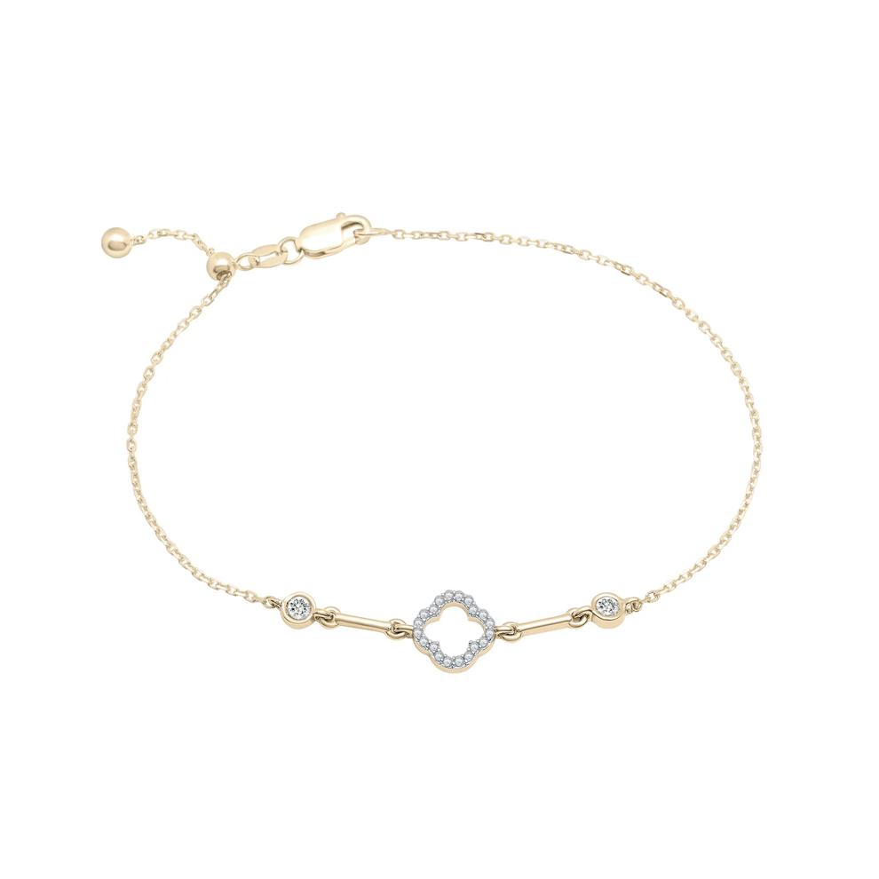Diamond Clover Bracelet in 10K Yellow Gold (1/10 ct. tw.) – Image 1 of 1