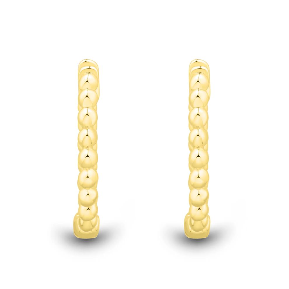 Beaded Round Hoop Earrings in Vermeil, 14MM – Image 2 of 3