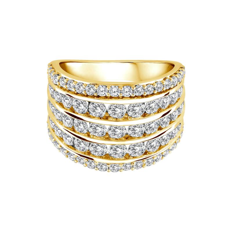 Lab Grown Diamond Five-Row Anniversary Band in 10K Yellow Gold &#40;3 ct. tw.&#41; – Image 1 of 3