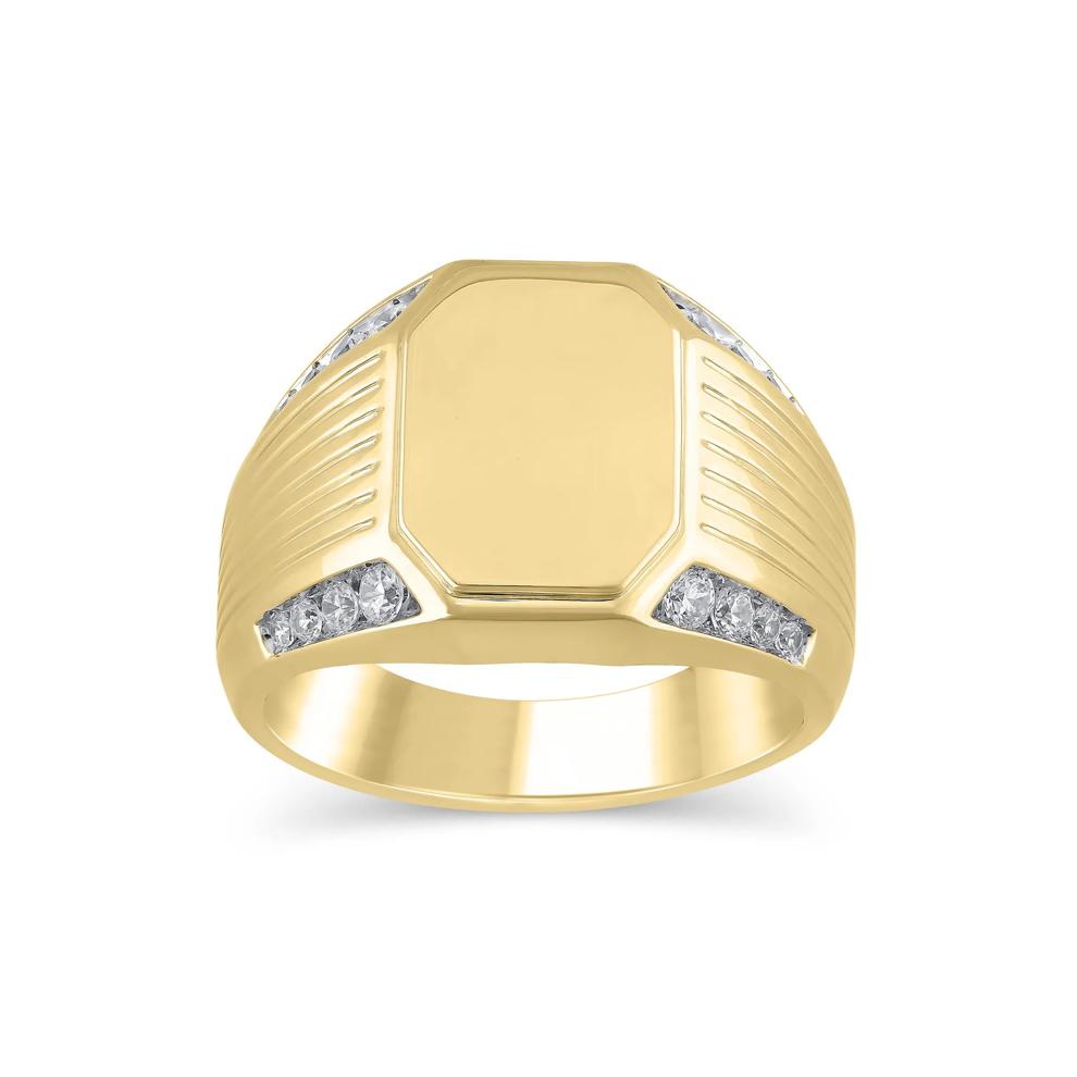 Men's Lab Grown Diamond Signet Ring in 10K Yellow Gold (3/8 ct. tw.) – Image 1 of 3