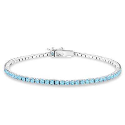 Swiss Blue Topaz Stack Bracelet in Sterling Silver, 2MM, 7"