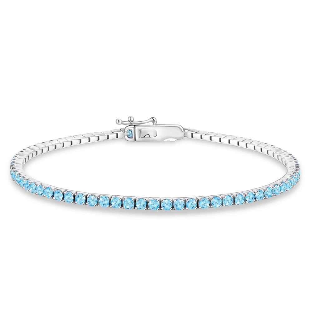 Swiss Blue Topaz Stack Bracelet in Sterling Silver, 2MM, 7" – Image 1 of 2