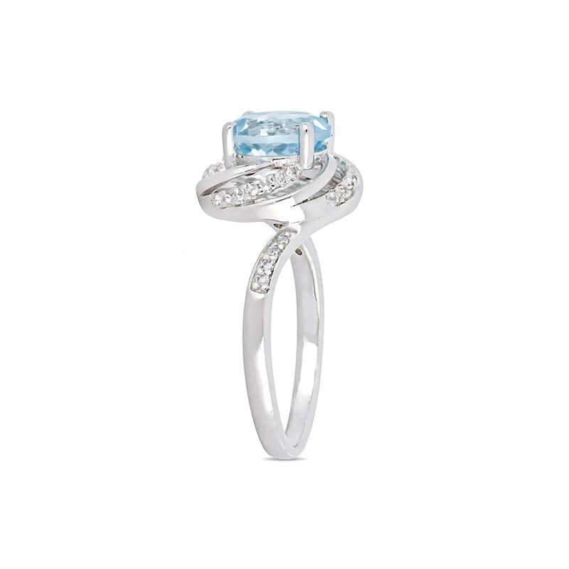 Blue &amp; White Topaz &amp; Diamond Ring in Sterling Silver – Image 3 of 5