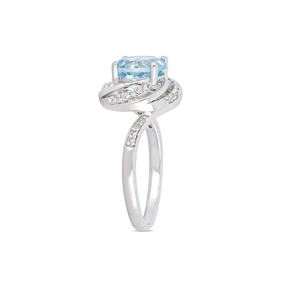 Blue &amp; White Topaz &amp; Diamond Ring in Sterling Silver – Image 3 of 5