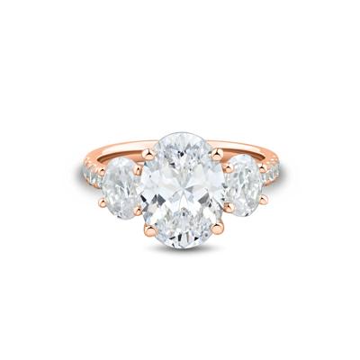 Lab Grown Diamond Three-Stone Engagement Ring in 14K Rose Gold (4 1/4 ct. tw.)