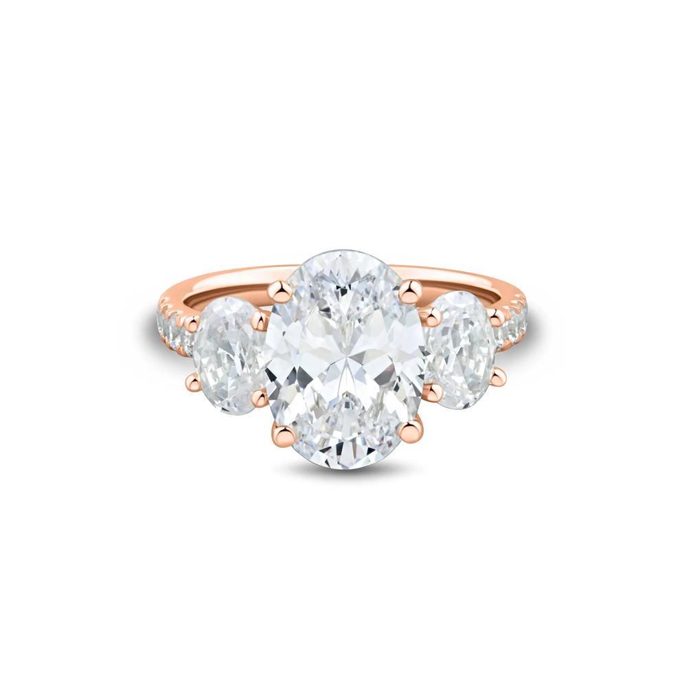 Lab Grown Diamond Three-Stone Engagement Ring in 14K Rose Gold (4 1/4 ct. tw.) – Image 1 of 3