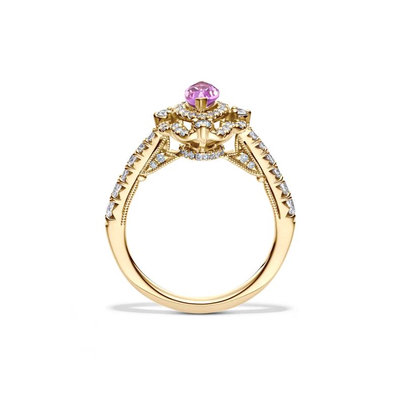 Margaux Rose de France Amethyst Engagement Ring with Diamonds in 14K Yellow Gold &#40;3/4 ct. tw.&#41; – Image 2 of 4