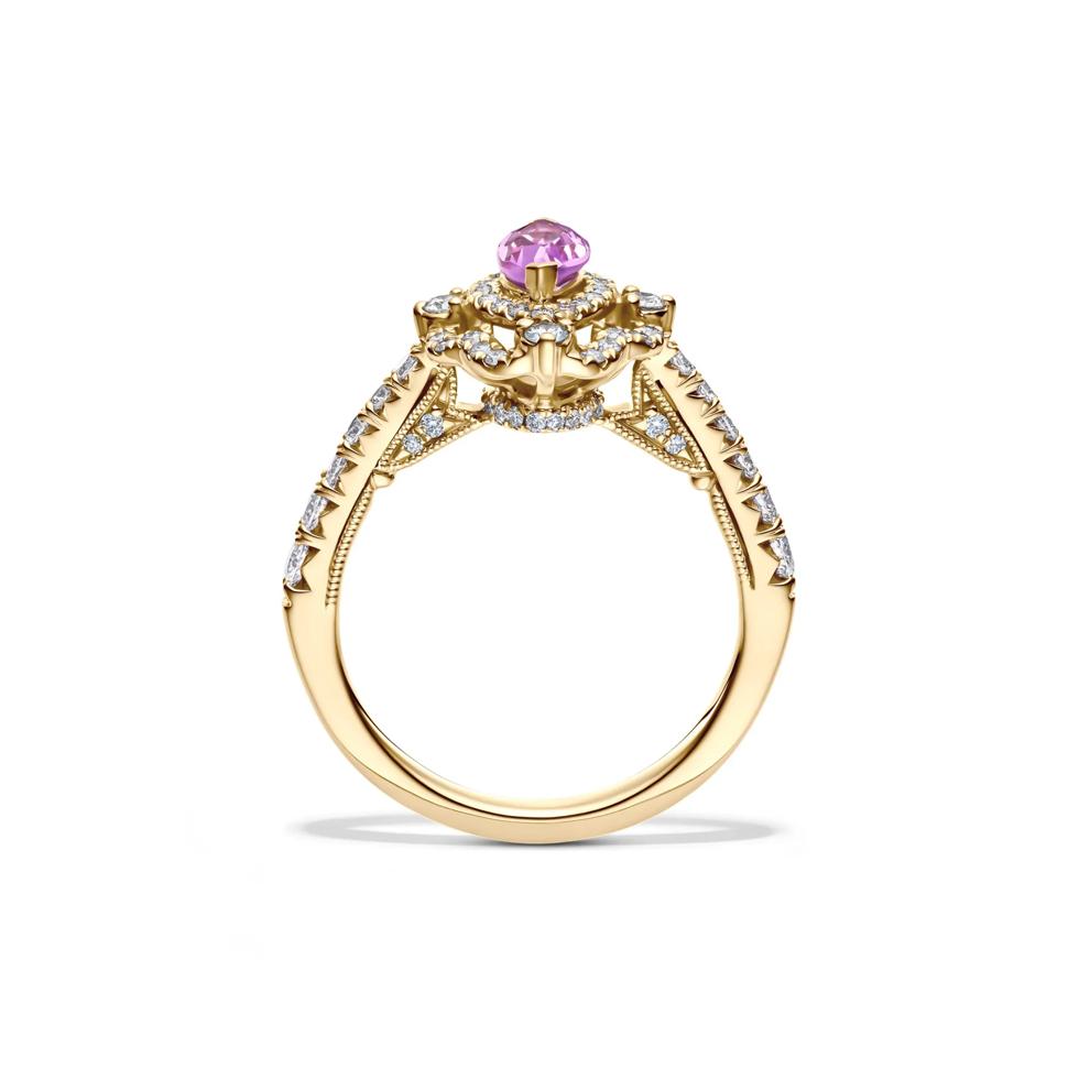 Margaux Rose de France Amethyst Engagement Ring with Diamonds in 14K Yellow Gold (3/4 ct. tw.) – Image 2 of 4