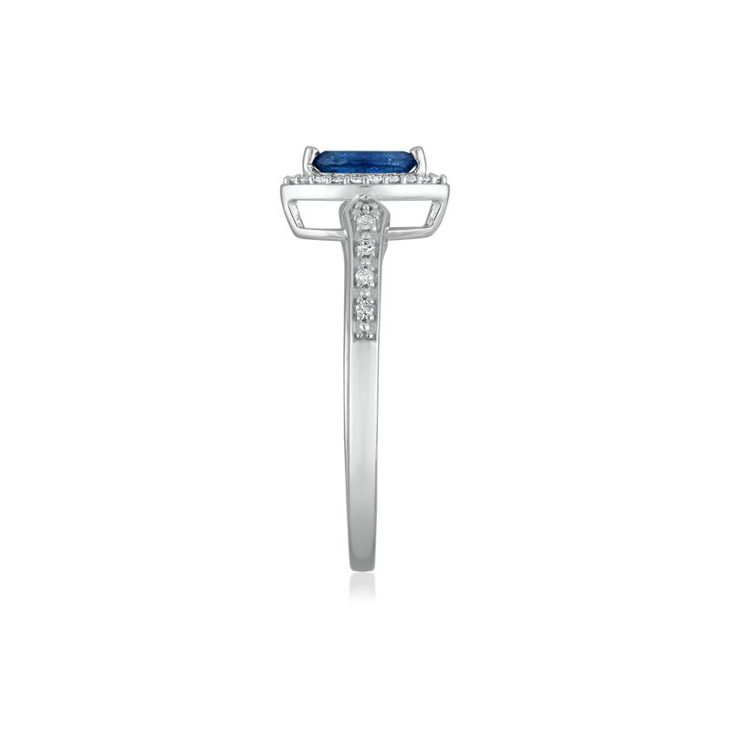 Blue Sapphire and Diamond Ring in 14K White Gold &#40;1/10 ct. tw.&#41; – Image 3 of 3