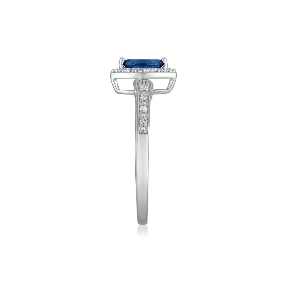 Blue Sapphire and Diamond Ring in 14K White Gold (1/10 ct. tw.) – Image 3 of 3