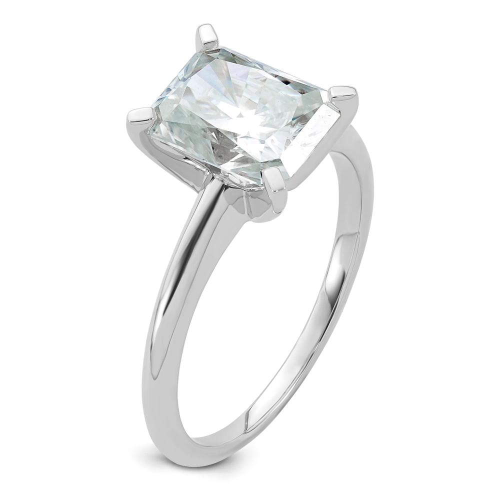 Lab-Created Moissanite Long Radiant-Cut Solitaire Ring in 10K White Gold (2 ct. dew) – Image 3 of 3