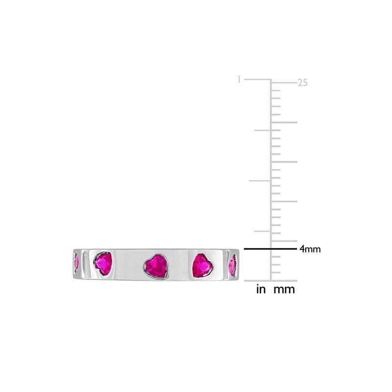 Heart-Shaped Lab-Created Ruby Eternity Band in Sterling Silver – Image 7 of 7
