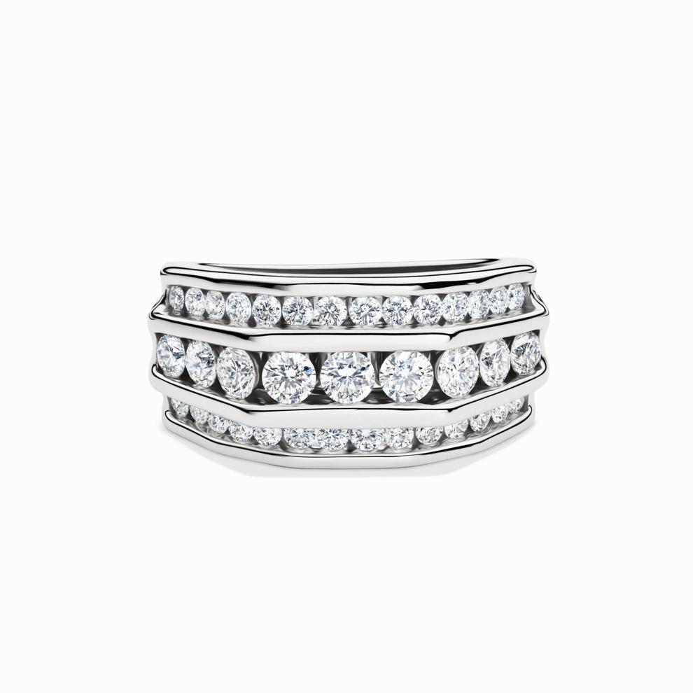 Men&rsquo;s Lab Grown Diamond Wedding Band with Three-Row Setting in 10K White Gold (2 ct. tw.) – Image 1 of 4