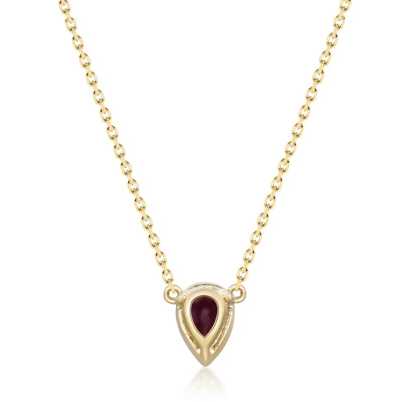 Ruby and Diamond Accent Necklace in 10K Yellow Gold – Image 2 of 3