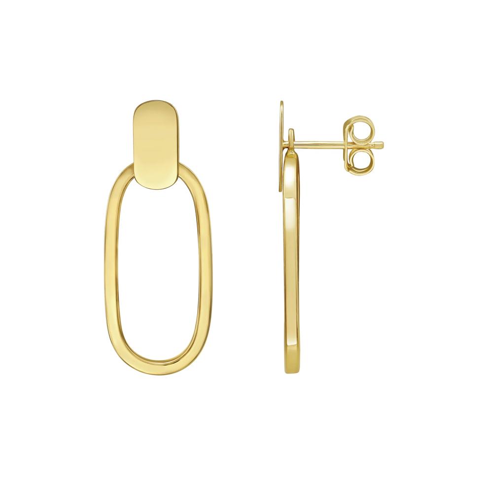 Paperclip Stud &amp; Earring Jacket Drop Earrings in 14K Yellow Gold – Image 2 of 3