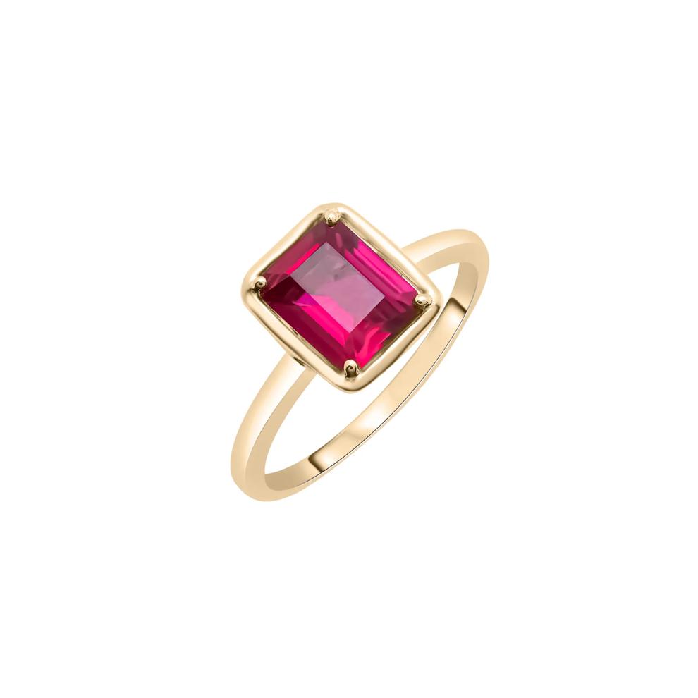 Faux-Bezel Ruby Ring in 10K Yellow Gold – Image 5 of 5