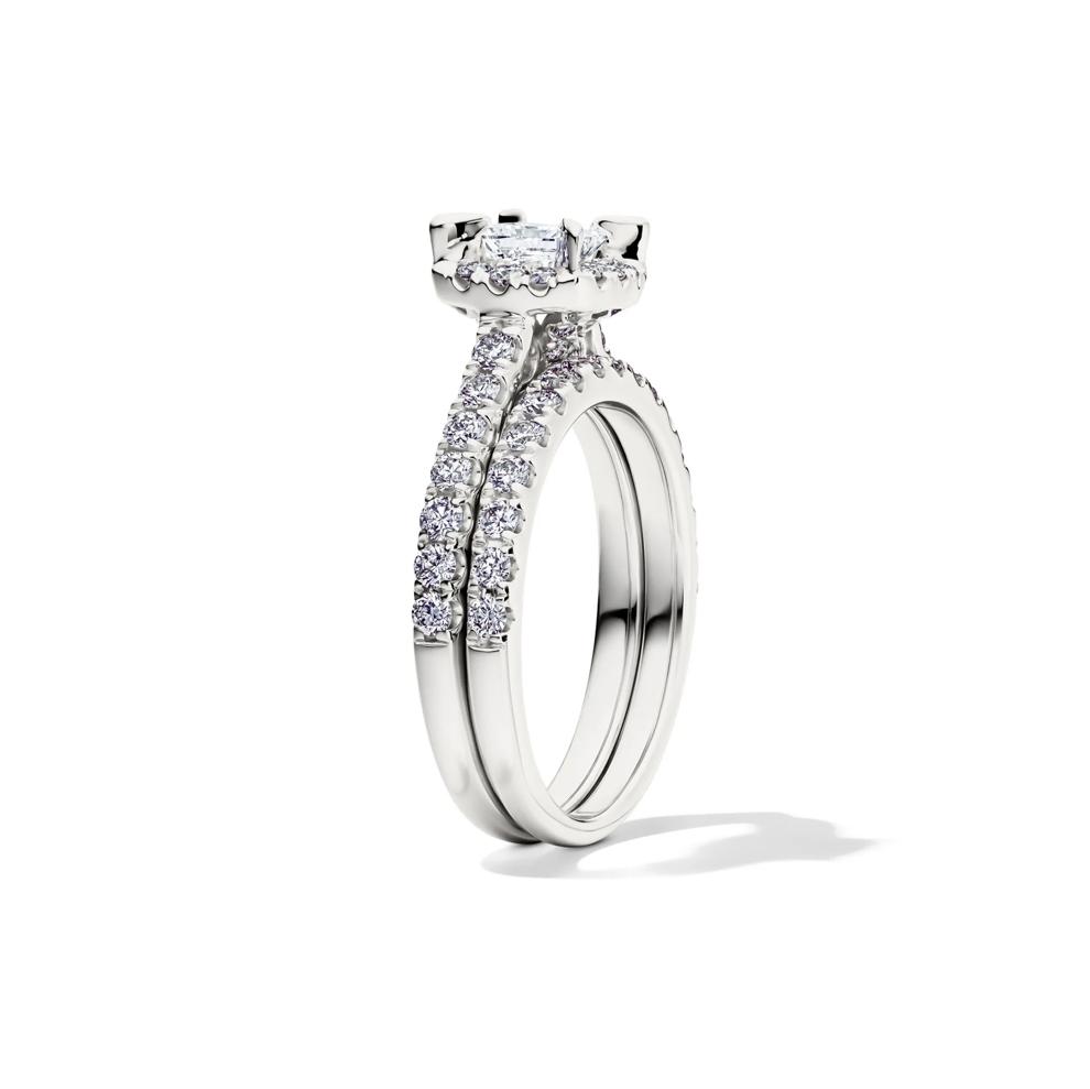 Princess-Cut Diamond Halo Bridal Set in 14K White Gold (1 1/2 ct. tw.) – Image 3 of 7