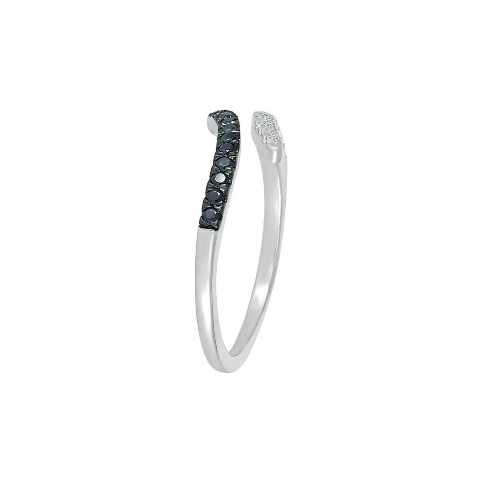 Open Bypass Ring with Black &amp; White Diamonds in Sterling Silver (1/6 ct. tw.) – Image 5 of 5